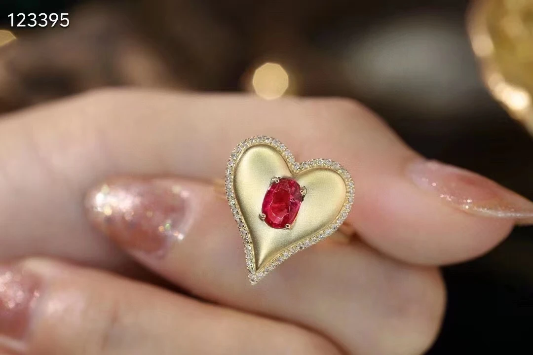 Кольцо в форме персикового сердца XCL 18K Изящные Ювелирные изделия для леди