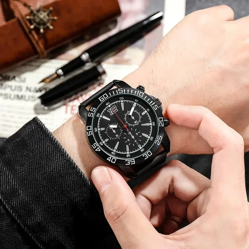 Светящиеся спортивные часы роскошные мужские с ремешком три глаза цифровой