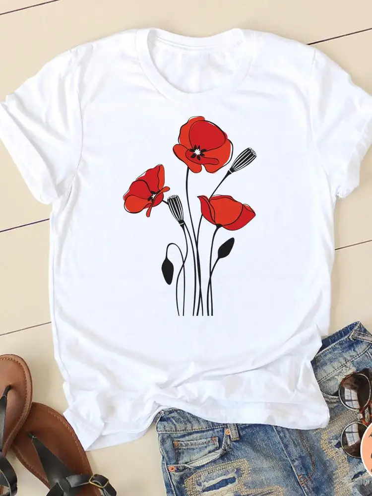 

Clothes O-neck Trend Lovely Summer Casual Short Sleeve Ladies Print T-shirts Clothing Women T Fashion Female Graphic Tee