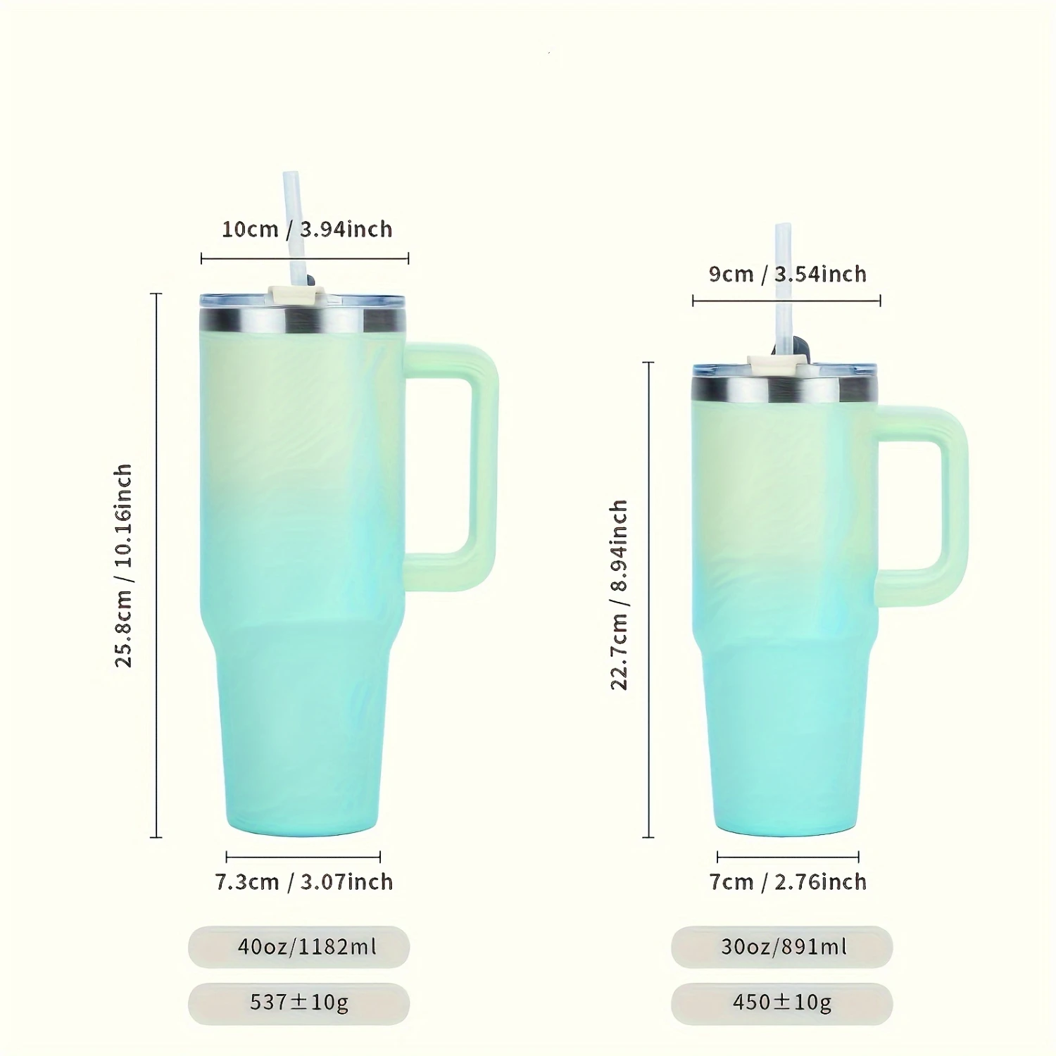 2 ведра из нержавеющей стали емкостью 30 унций с ручкой и соломинкой изолированная