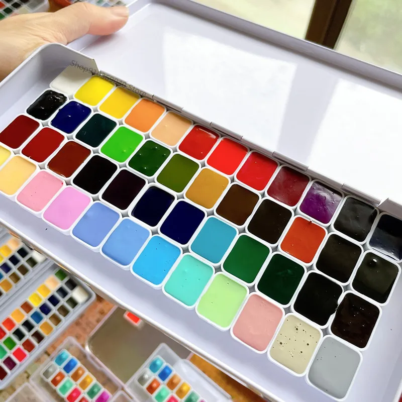 

Solid Beginner German Sub-packaging Acuarela 48 Watercolor Color Supplies Paint College-level Painting Macaron Art Trial Schmink