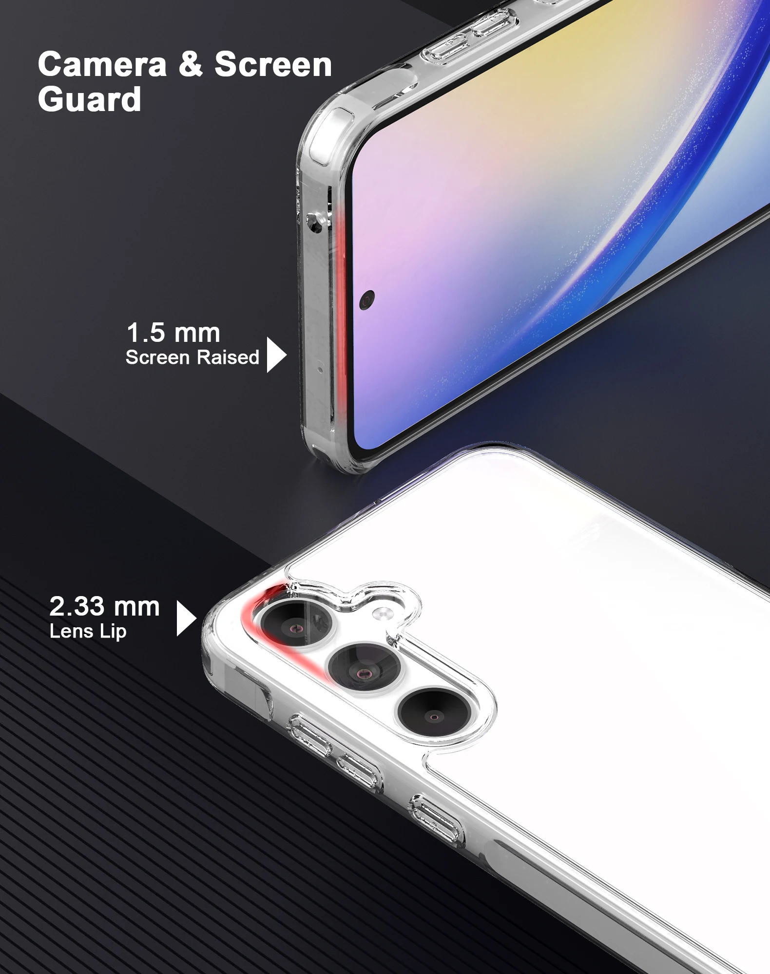 Feitenn для Samsung Galaxy A35 Slim Fit прозрачный чехол жесткая задняя часть и мягкий бампер из