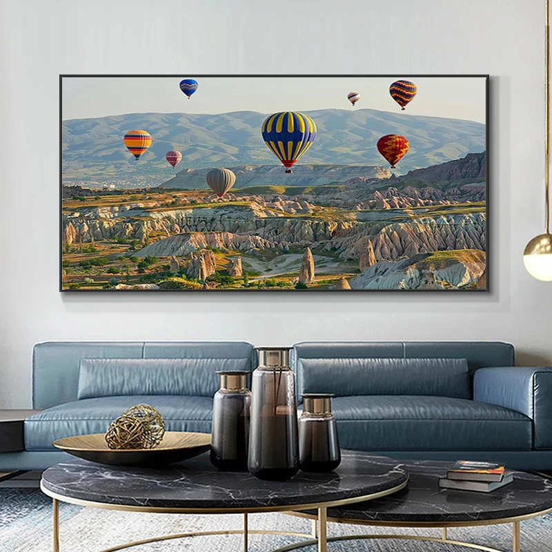 Canvas Painting Landscape Poster Print and Posters Istanbul Turke Hot Air Balloon Wall Art Picture Home Decor for Living Room |