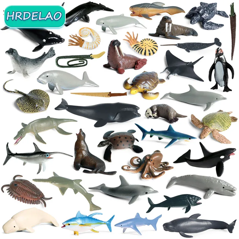 Realistic Sea Life Simulation Animal Model Shark Whale Turtle Crab Dolphin Action Figurine Figures Educational Toys for children