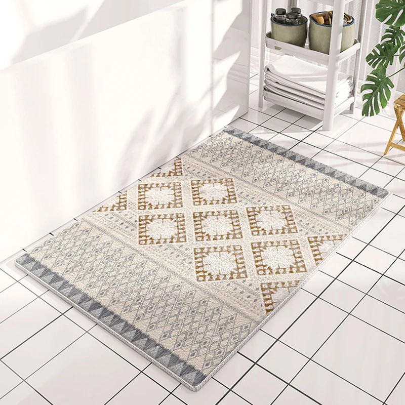 

60x90_LIDALL Geometric Print Striped Mat Living-room Bathroom Bedroom Home Business Decoration Carpet Crystal Velvet Rug