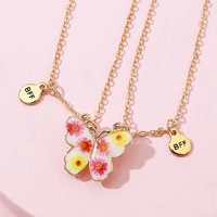 2pack fashion girl best friends butterfly shaped pendant necklaces honey love couple necklace gift friendship jewelry