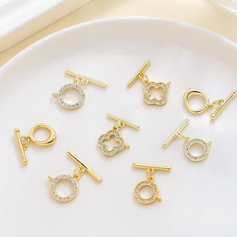 3 Sets Brass Gold Plated Toggle Clasps Bracelet Closure Buckle OT End Clasps Bar Connectors Supplies for Bracelet Jewelry Making