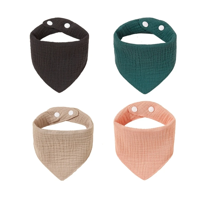 

4-Pieces Breathable Baby Cotton Drool Bibs Triangled Scarf Comfortable Drooling Teething Burp Cloth Neutral Gender