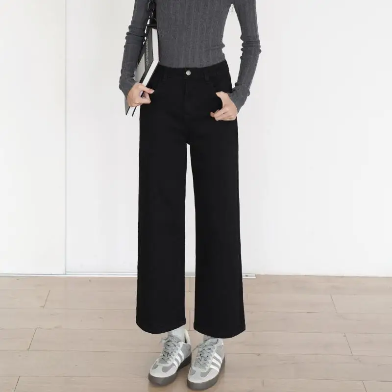 ZHISILAO черные хлопковые эластичные джинсы женские винтажные прямые джинсовые