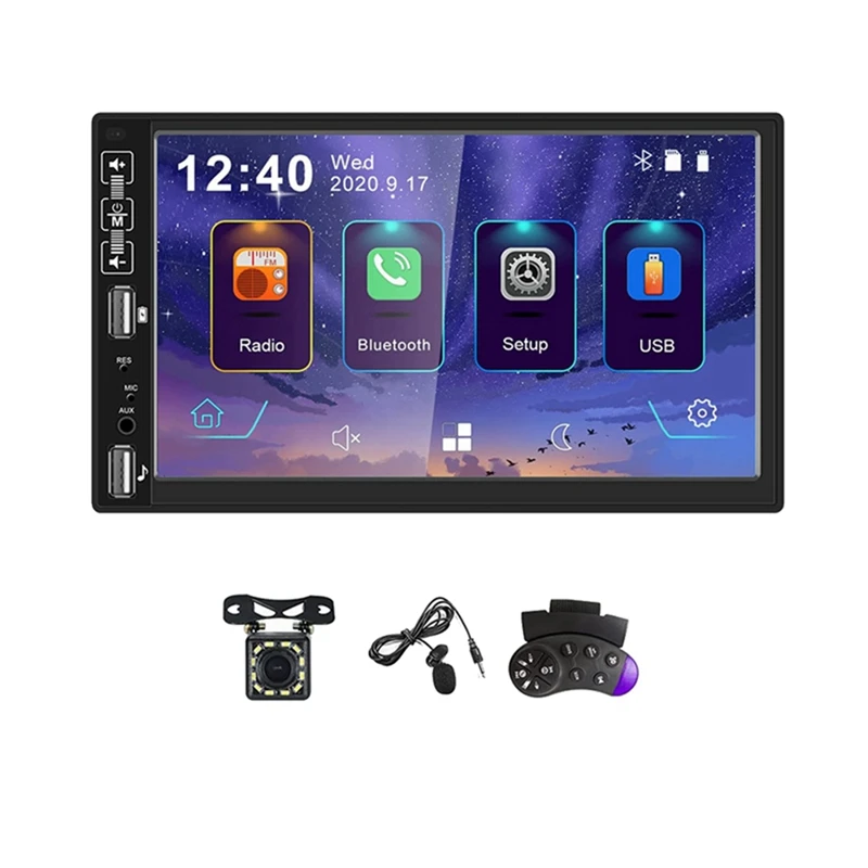 

Double Din 7 Inch Car Radio With Bluetooth Dual USB Ports Support FM Radio/Mirror Link/Fast Charging/Rear View Camera