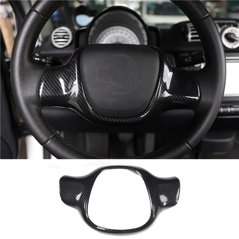 

Carbon Fiber Car Steering Wheel Frame Decorative Sticker Accessories for Mercedes Smart Fortwo 451 2009-2015
