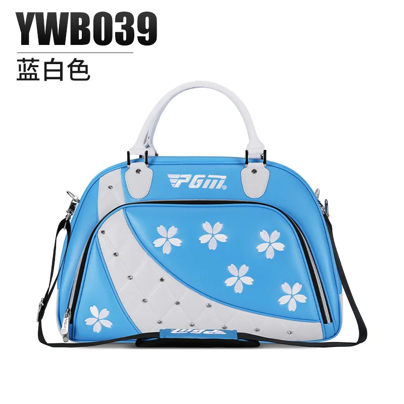 PGM Microfiber Diamond-Encrusted Flower Clothing Bag Golf Clothing Women Bag Easy Clean Waterproof Microfiber Leather Handbag