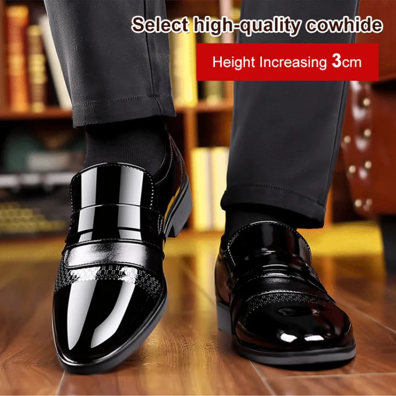 

New style men's low top patent leather British dress shoes