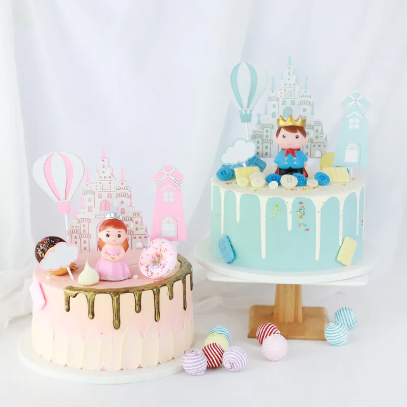 

10 шт., украшения для торта «Замок принцессы принца»