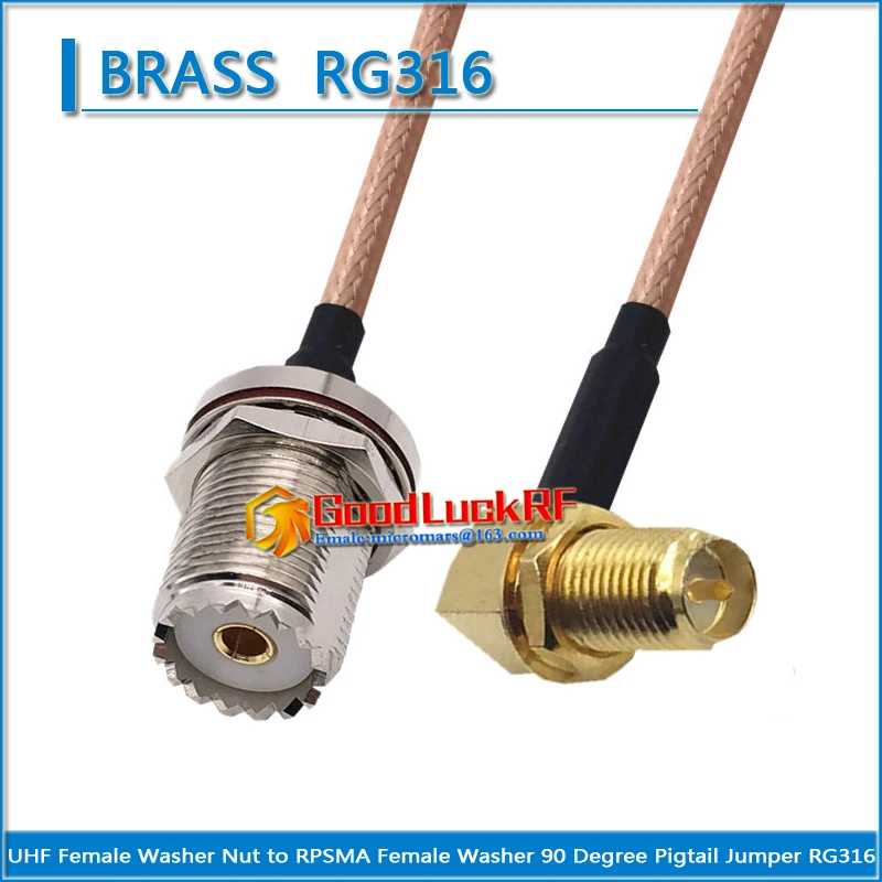 

PL259 SO239 UHF Female Washer Nut O-ring Bulkhead to RP-SMA Female Washer Right Angle Coaxial Pigtail Jumper RG316 extend Cable
