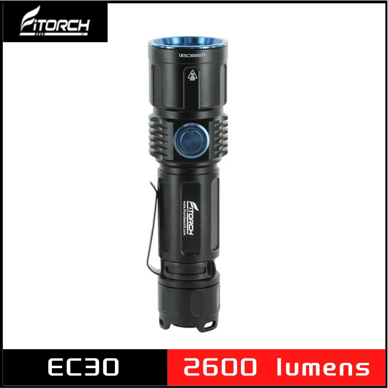 Fitorch EC30 2600 Lumens Multi-functional Flashlight USB-C Rechargeable with Battery Level Indicator Torch Include 21700 Battery