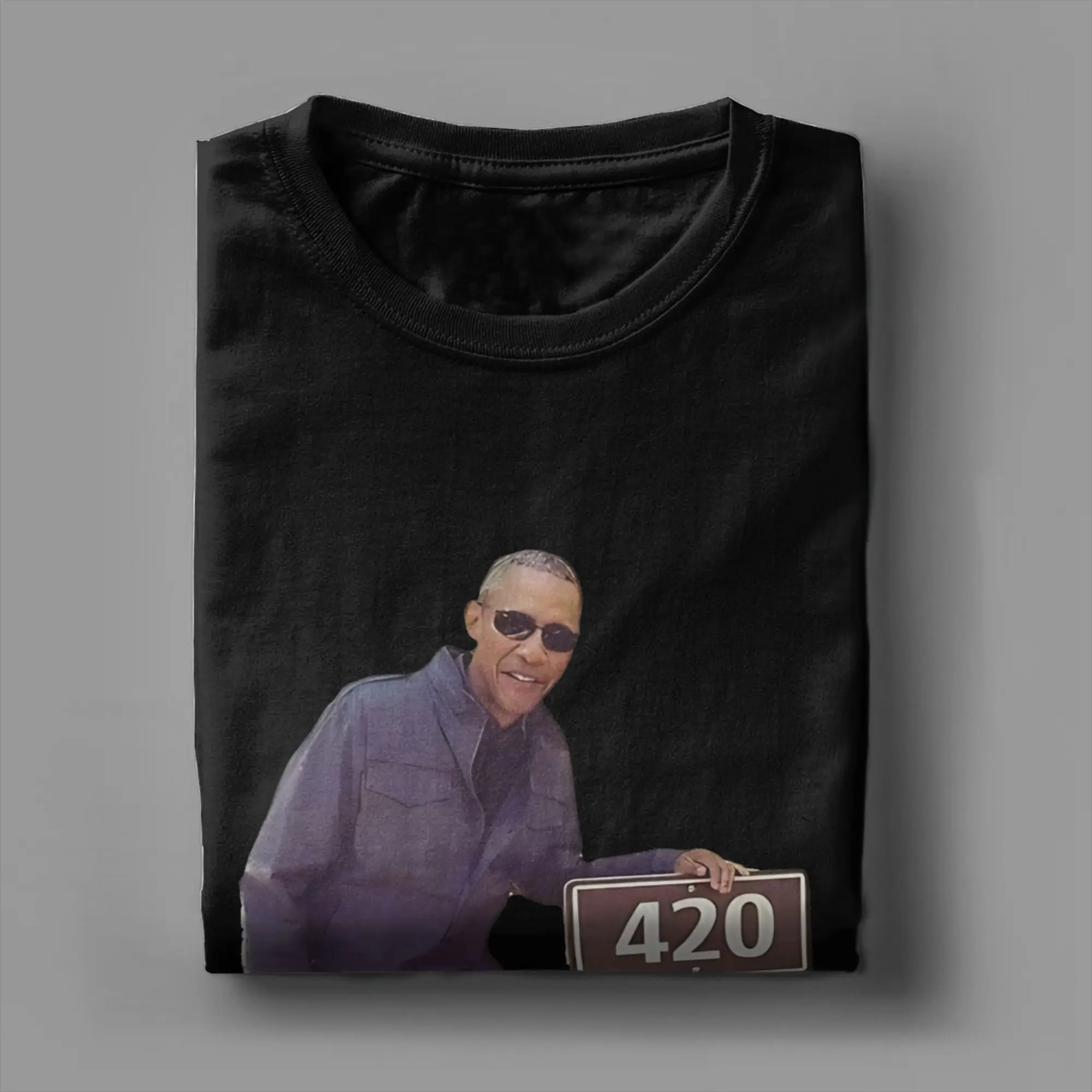 Фото Мужские футболки Obama 420, футболка Crazy Tee, футболка с короткими рукавами и круглым вырезом, хлопковая одежда больших размеров №4