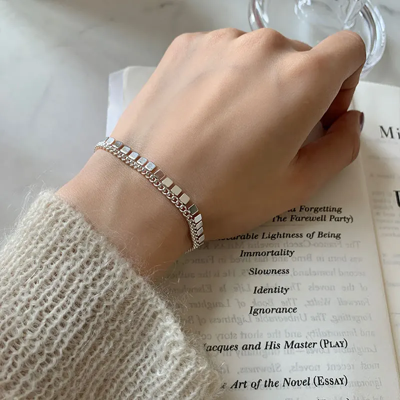 

Korean Personality Square Disc Pendant bracelets for women Prom Party Fashion Jewelry Best Friends Gifts New 2022