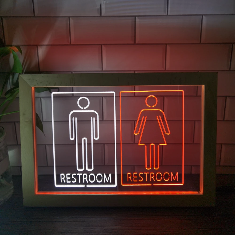 

Unisex Men Women Male Female Toilet Restroom Washroom Dual Color LED Neon Sign Photo Frame Bedroom Desk 3D Night Light