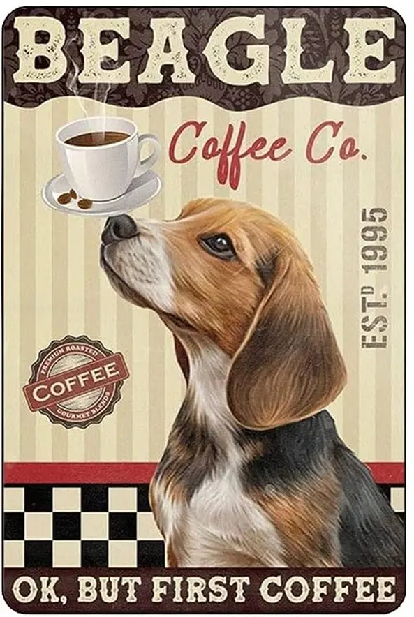 

Metal Tin Signs Beagle Dog Coffee Bathroom Living Room Dog Lover Decoration Home Wall Art Decor