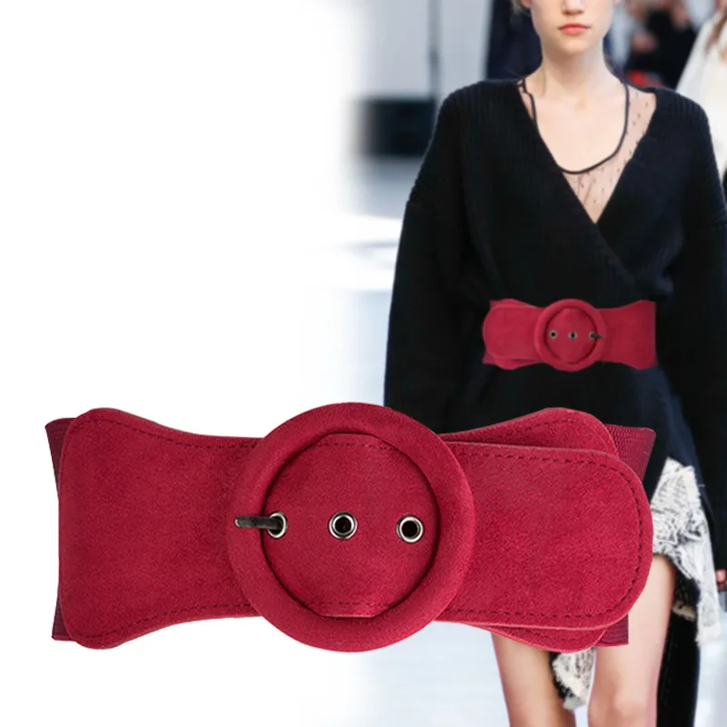 2023 Fashion Elastic Wide Waist Seal Ladies Dress Coat Suit Decorative Corset Pin Buckle Belt for Women High Quality Luxury