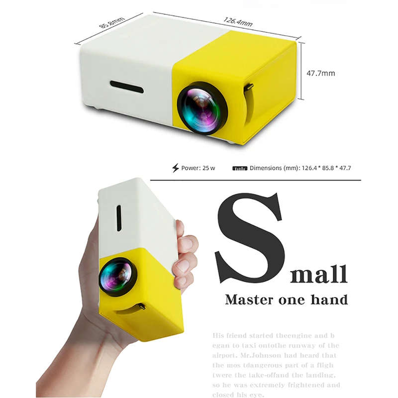 FrankEver YG300 Профессиональный проектор светодиодный 320x240 Pixels1080P HDMI Mini LCD аудио