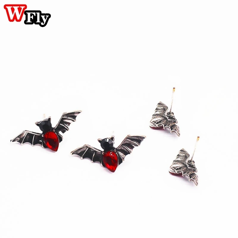 Женские серьги Y2K в готическом стиле с рубином летучая мышь Готическая Лолита