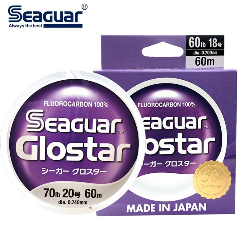 

New SEAGUAR GLOSTAR Original 100% All-round Fluorocarbon Fishing Line 4LB-70LB 60/70M Carbon Fiber Monofilament Wire Leader Line