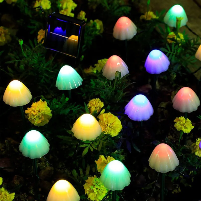 Solar Cute Mushroom Fairy Light Garlands Garden Lighting Decoration Yard Patio Christmas Eve Lamp Waterproof Solar Outdoor Light