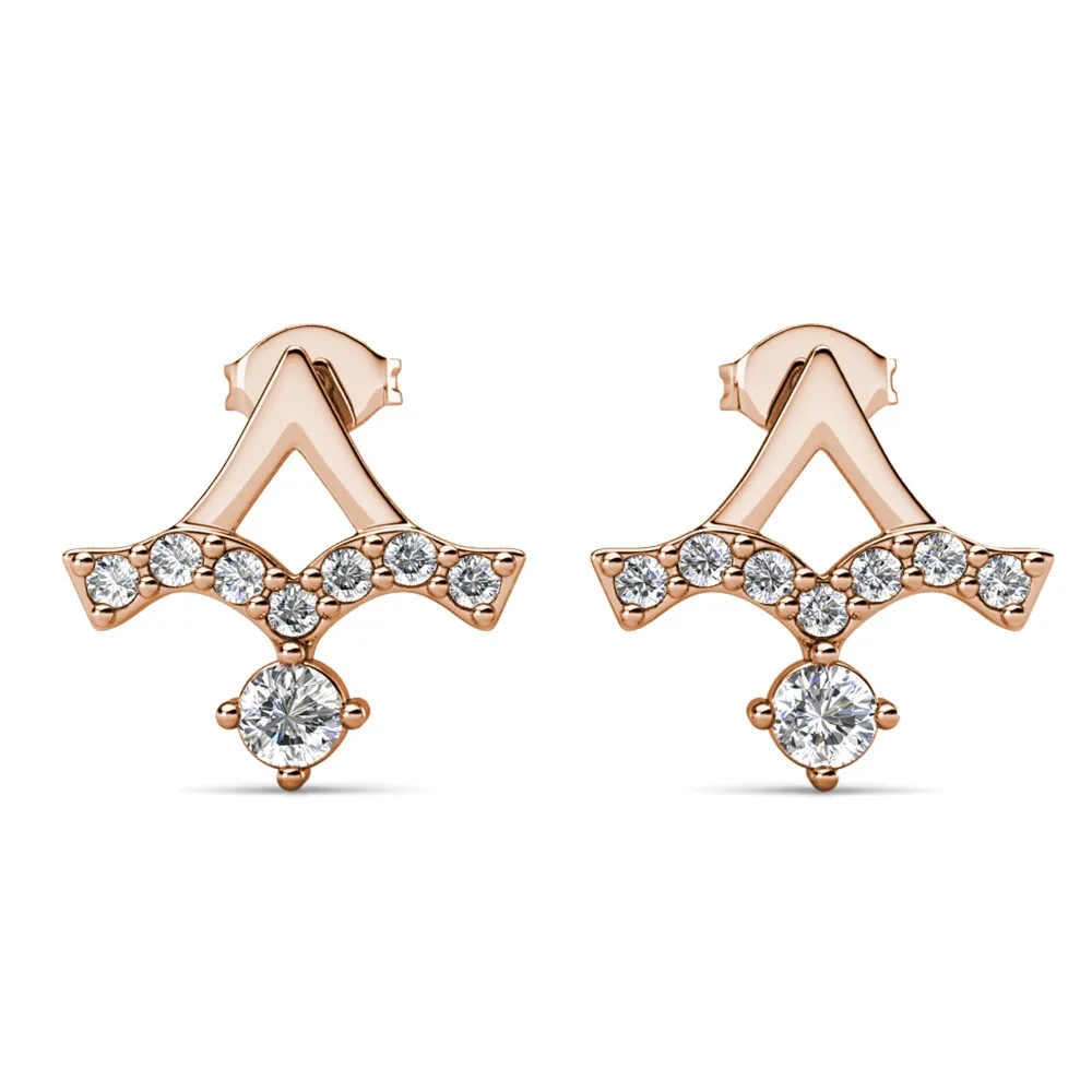 Фото Daisini Lambda Shape Design Модные украшения, украшенные кристаллами Сваровски для женщин, серьги-гвоздики Trenday Luck №4
