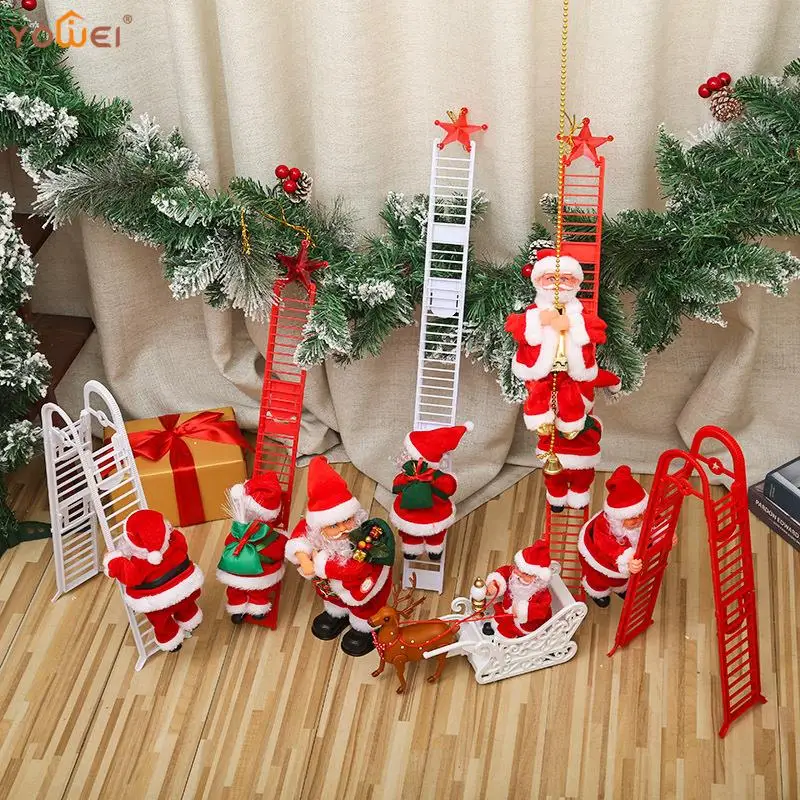 

2023 рождественские украшения, подарок, электрическая лестница для скалолазания, кукла Санта-Клаус, игрушки с музыкой, счастливая Рождественская елка, подвесное украшение