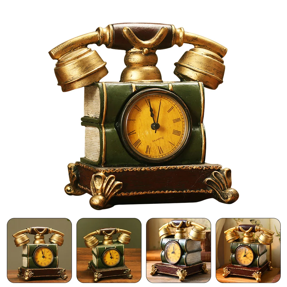 

Clock Telephone Vintage Table Decor Desk Old Office Homefashioned Round Retrocafe Figure Bar Style Landline Corded