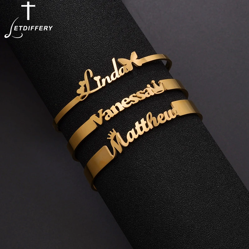 

Letdiffery Custom Name 6mm 8mm Bangle for Women Stainless Steel Cuff Bracelet Adjustable Personalized Symbol Bracelets Jewelry