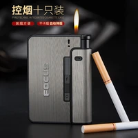 2022 portable automatic cigarette case metal cigarette case 10pcs cigarette holder case non lighter an unusual gift for men