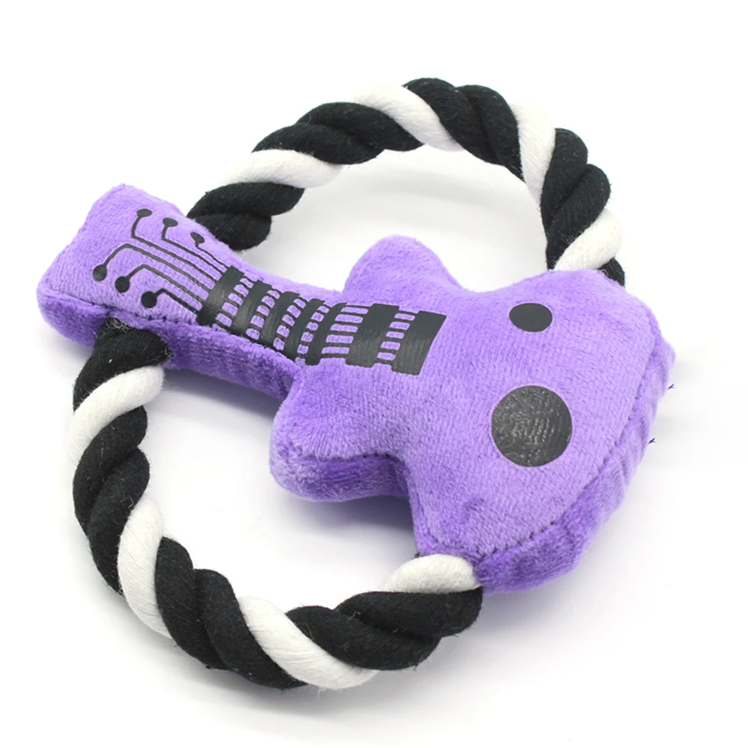 Squeaky Dog Chew Toy Stuffed Cotton Dog Rope Toy Puppy Teething Toy For Pet Stuffed Toy Molars Bite Resistant Cartoon Dog Toy