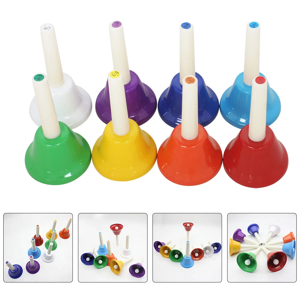 

8 Pcs Children's Percussion Desk Toy Handbell Rhythm Tone Class Bells Musical Instruments Alloy Note