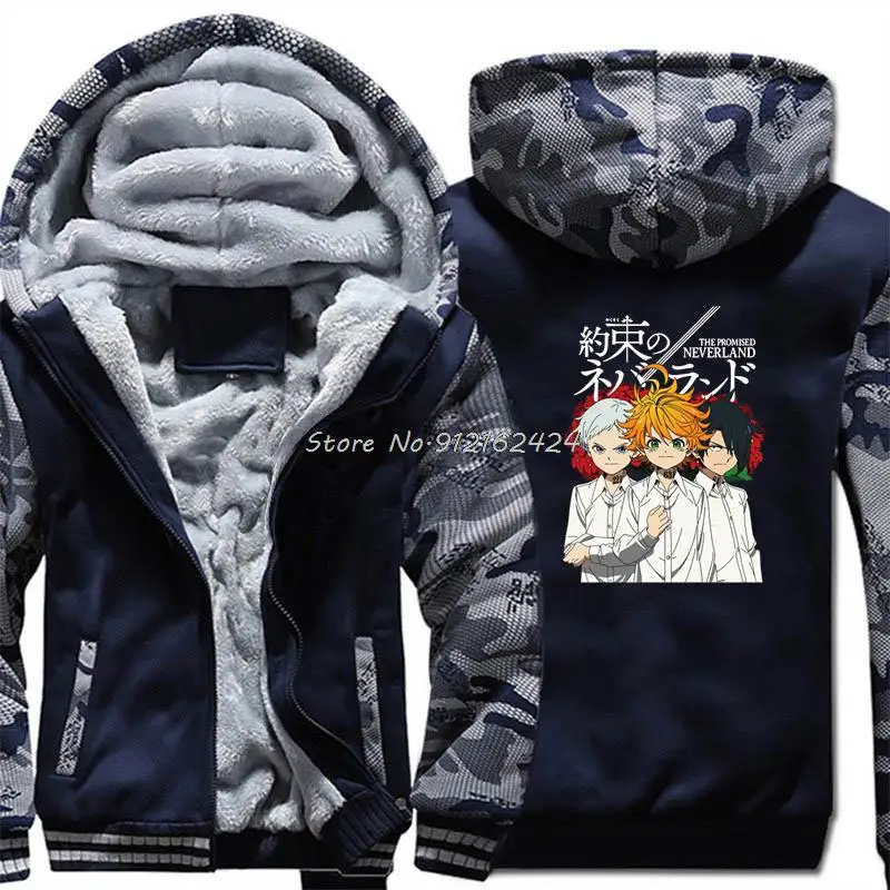 

The Promised Neverland Hoodie Yakusoku No Neverland Emma Norman Ray Winter Men Jacket Thicken Hoody Coat Hooded Sportswear