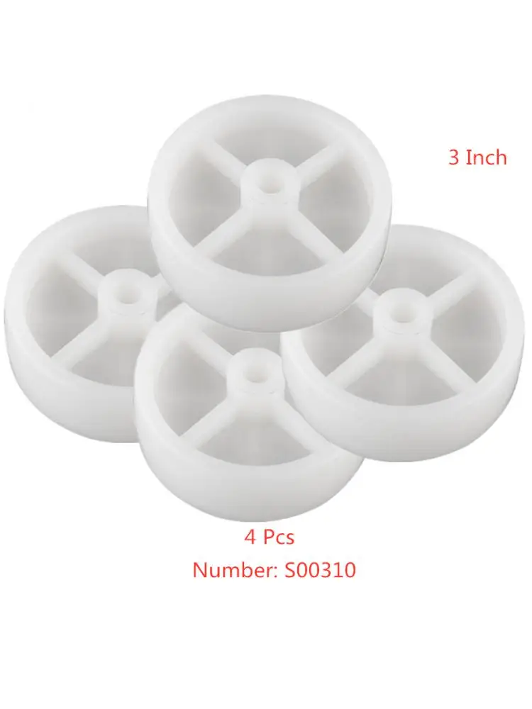 

4 Pcs/Lot Casters 3 Inch White Pp Single Wheel Diameter 75mm Bearingless Nylon Agricultural Machinery