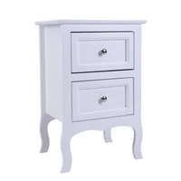2 tier nightstand bedside cabinet side end table country style night table large size white
