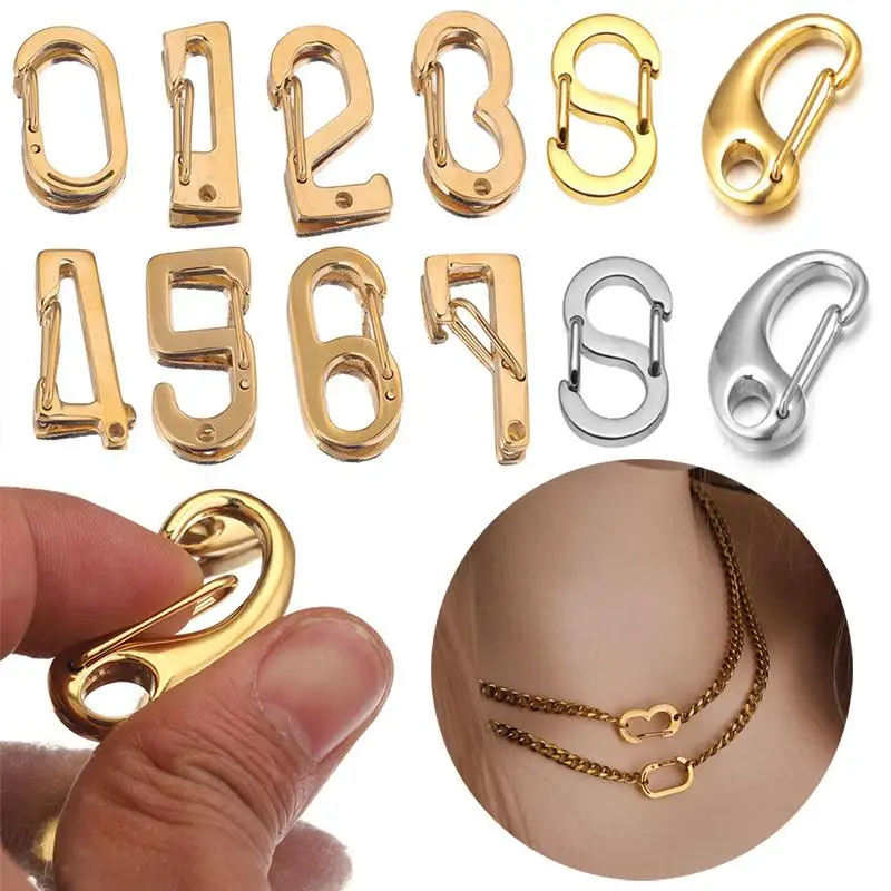 2 шт. карабины из нержавеющей стали для ювелирных изделий, буквенно-цифровая пряжка для изготовления ожерелий и браслетов
