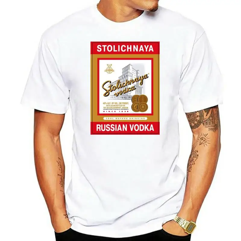 T Shirt 2022 Fashion Men Stolichnaya Non Alcoholic Russian Vodka Print Custom Shirts New Men'S