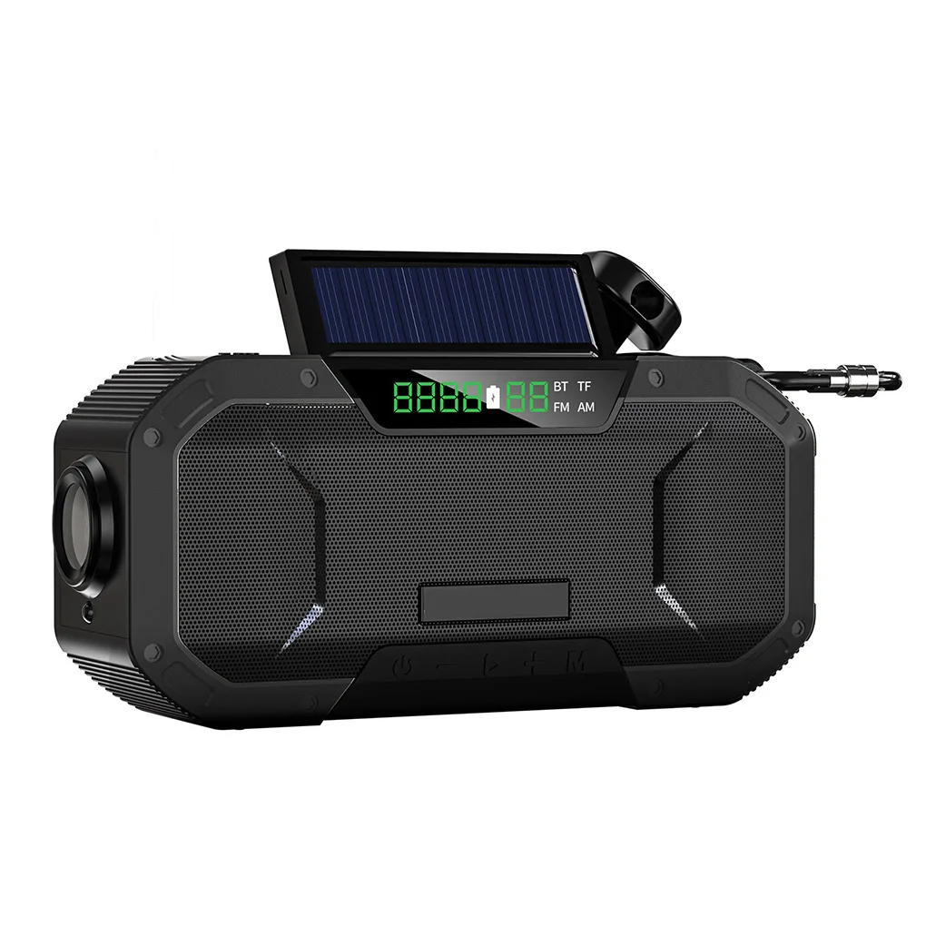 

Protable Solar Hand Crank Radio Dynamo Powered BT Speaker Weather BT FM/AM Radio Use Emergency 5000mAh Power Bank