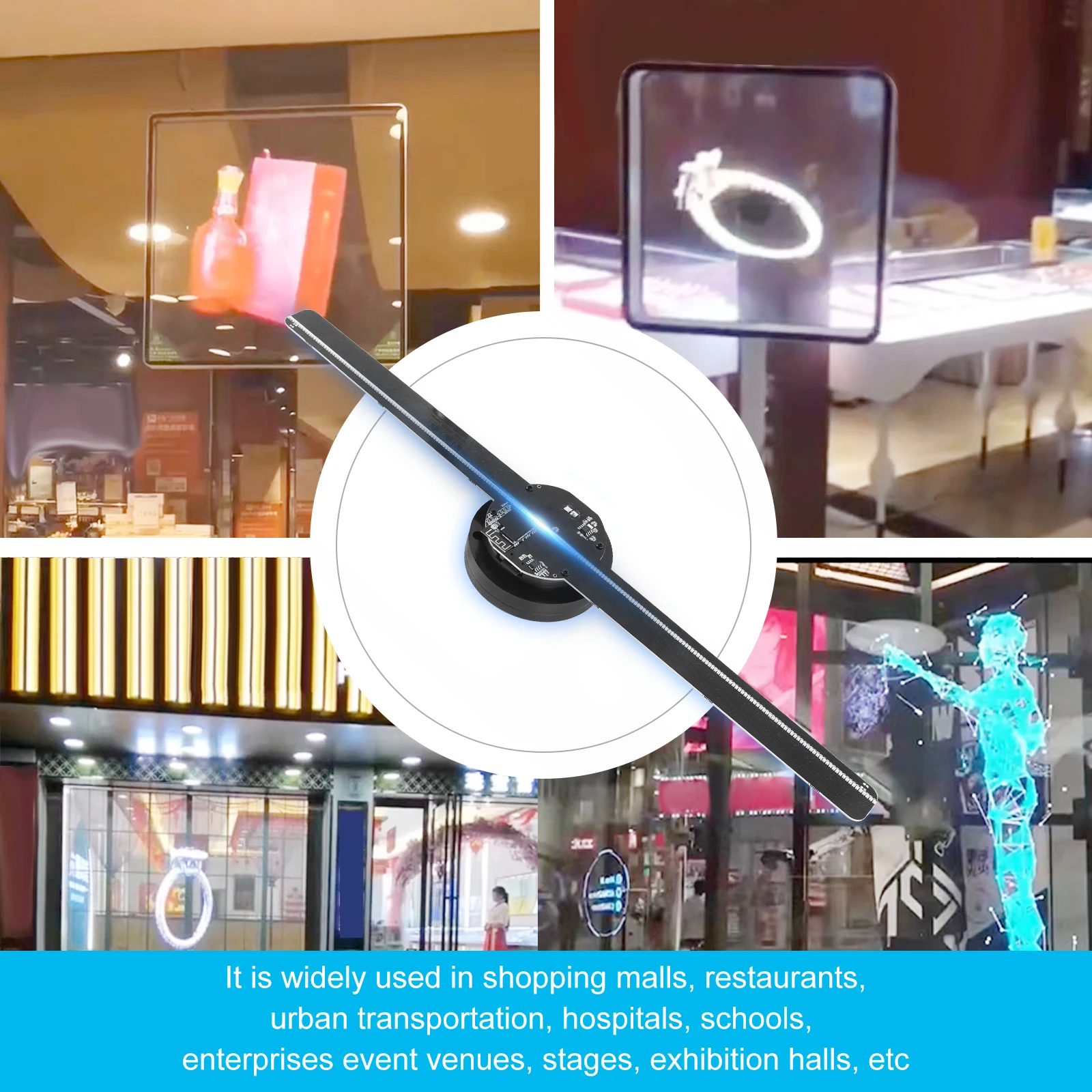 42CM 3D 224LED WiFi Hologram Projector LED Fan Holographic Advertising Machine Imaging Hologram Player