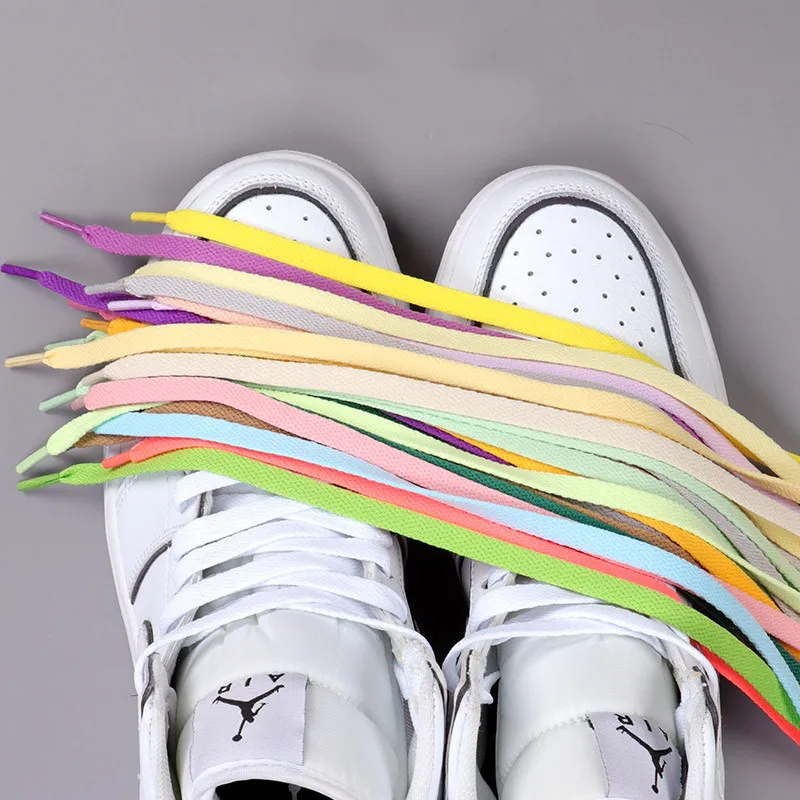 60-160cm 1Pair Shoelaces for Sneakers 8mm Fabric Shoe Laces Flat Soft Shoestrings Accessories Wholesale