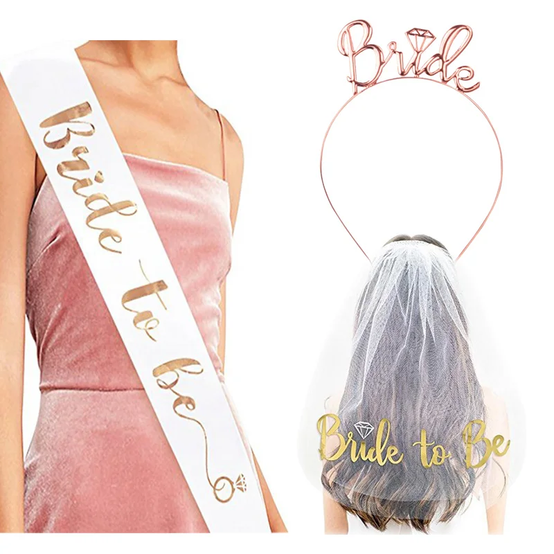 

Wedding Decorations Team Bride To Be Veil Satin Sash Bridal Shower Balloon Bachelorette Party Girl Hen Party Decoration Supplies