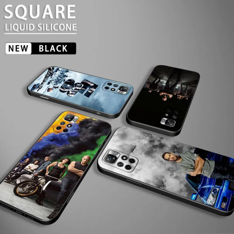 

Fast And Furious Square Liquid Silicone Phone Case For Xiaomi Redmi Note 12 11 10 9 Pro 10C 9s 7 8 8T 9A 9C 9T K40 Cover Coque