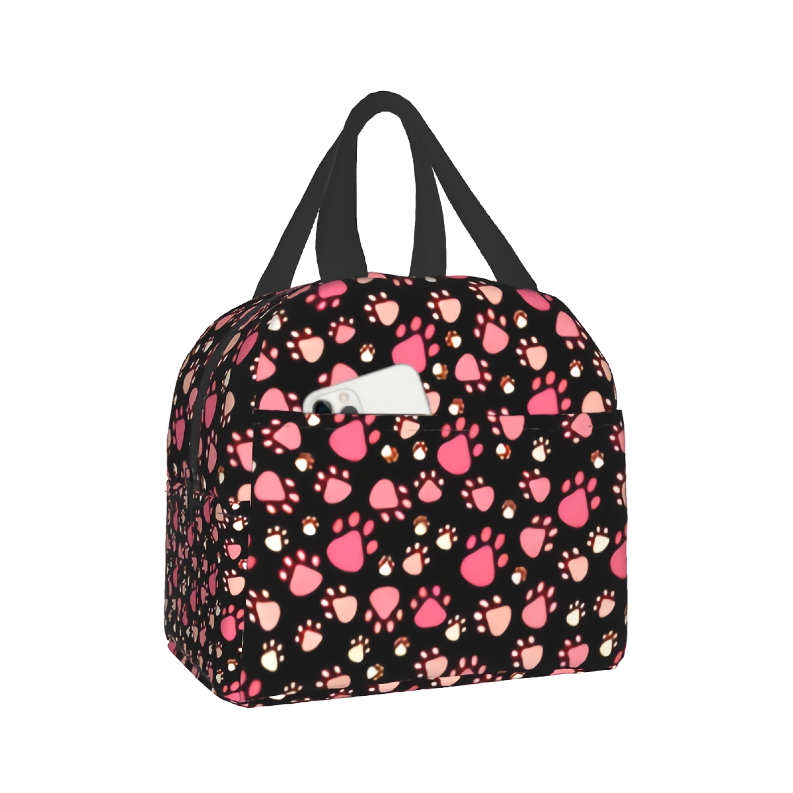 

Сумка для ланча с милыми собаками и лапами для женщин и детей, изолированная Сумочка для пикника с рисунком лап, термоохлаждающая Сумка-тоут...