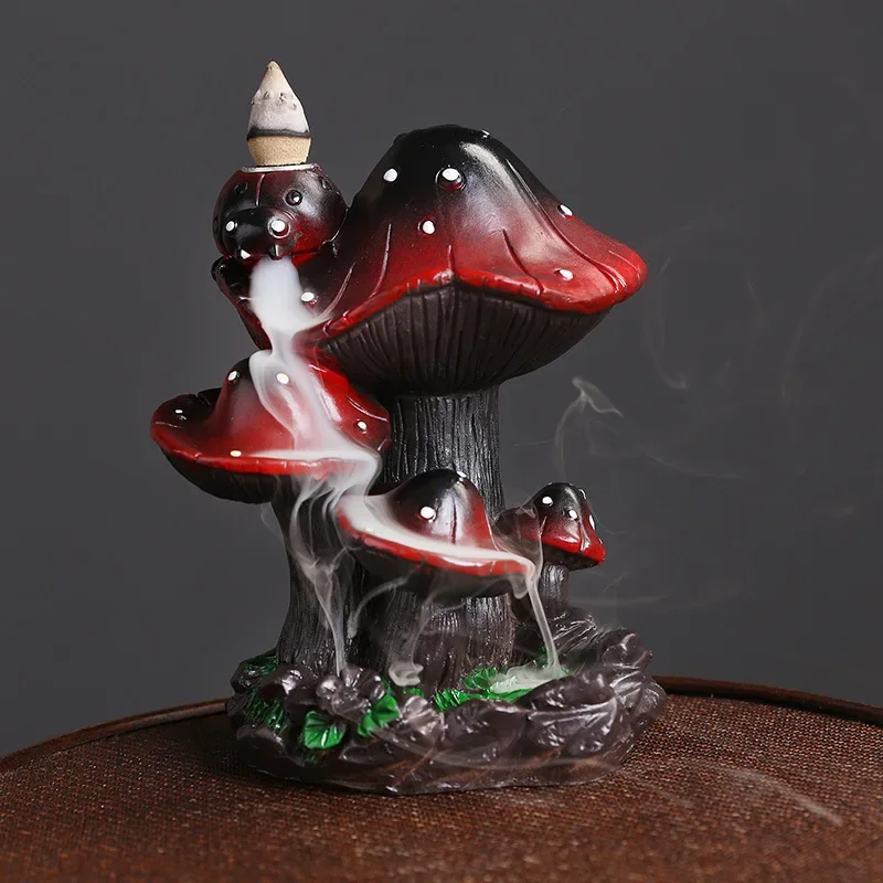 

Resin Reflux Incense Burner Home Ornaments Creative Mushroom European Style Alpine Flowing Water Reflux Incense Burner