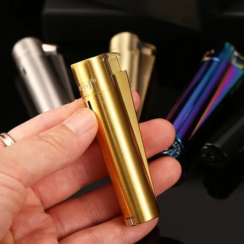 Фото Оригинальная зажигалка Clipper Torch с защитным колпачком, ветрозащитная, с прямым синим пламенем, многоразовая, на бутане, гаджет для мужчин-курильщиков №2