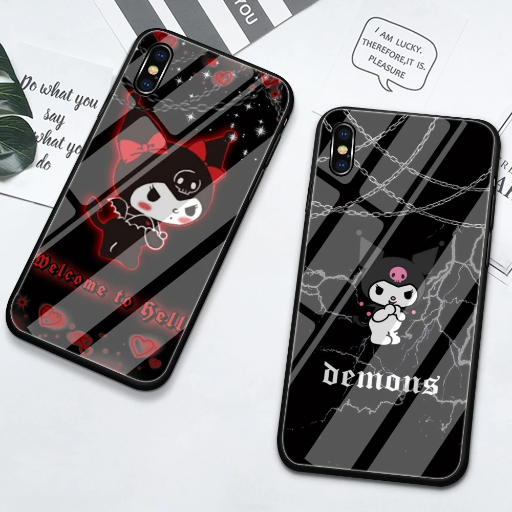 

Cute Kuromi lattice Glass Cover for OnePlus Ace 3 3T 5 5T 6 6T 7 7T 8 9 10 Pro 8T 9R 9RT Phone Case